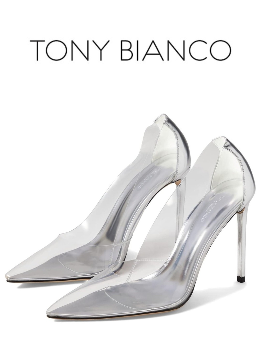 Tony Bianco Alijah Clear Vinylite/Silver - Size 8 M